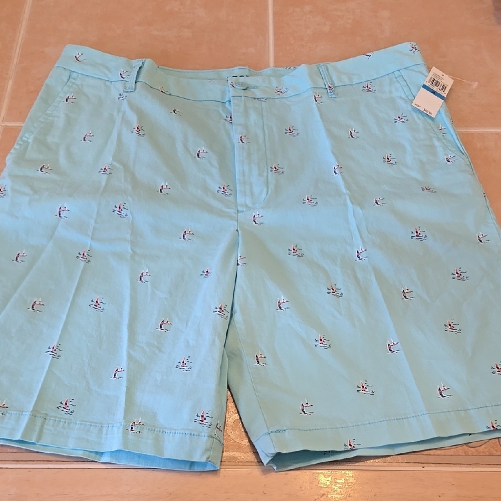 Light Blue Sailboat Print Shorts